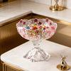 Modern High Legged Fruit Storage Organiser Tray Glass Multipurpose Candy Tray For Living Room Or Kitchen Use
