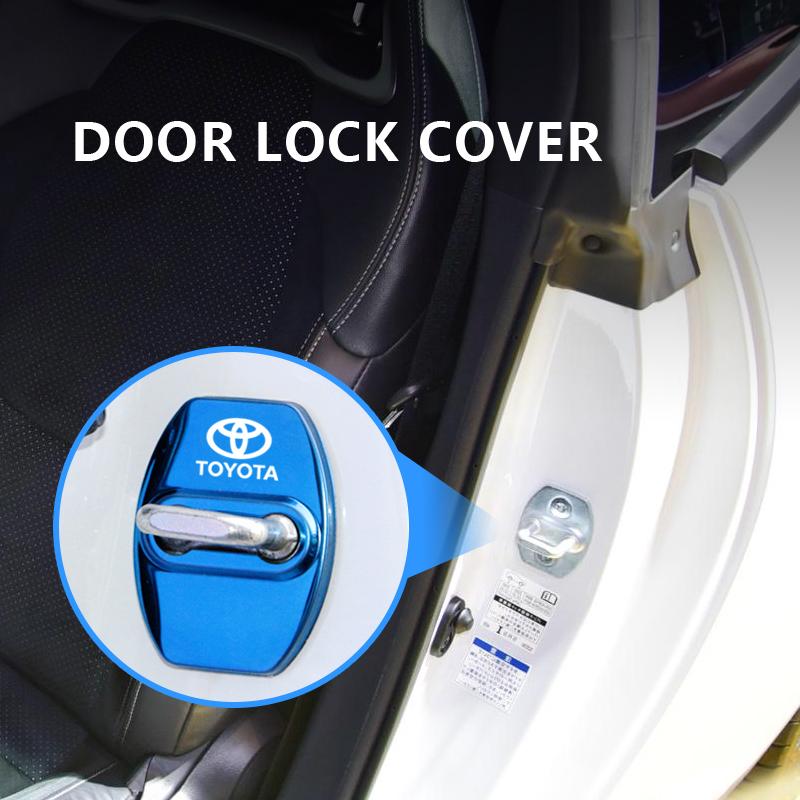 4Pcs Car Door Lock Cover Protective Buckle Cap for Toyota Yaris Hilux Prius Auris Corolla Camry RAV4 Exterior Accessories