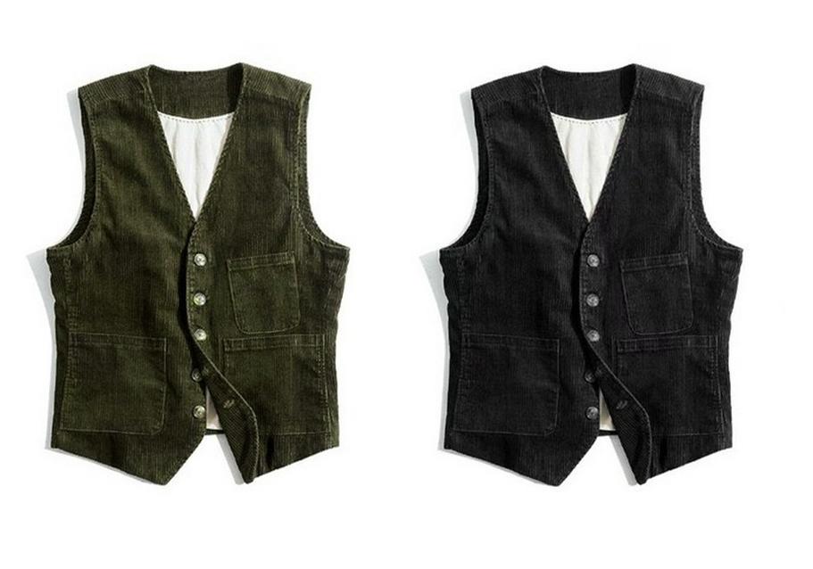 Herren Corduroy Arbeitsweste im Retro-Stil für Frühling und Herbst