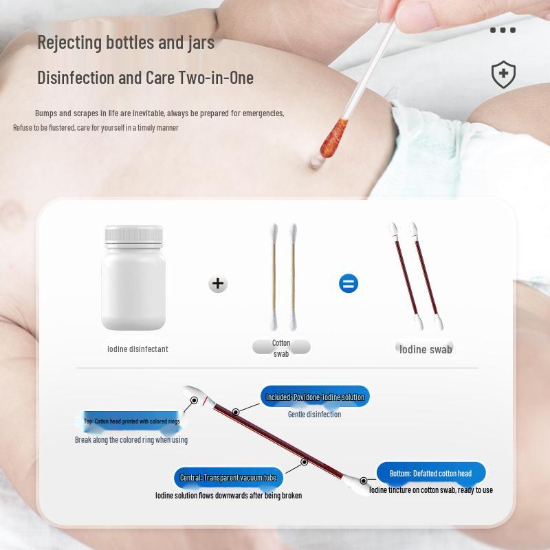 Ferrolan Iodine Povidone Disinfectant Cotton Swabs, Individually Packaged for Household Emergencies