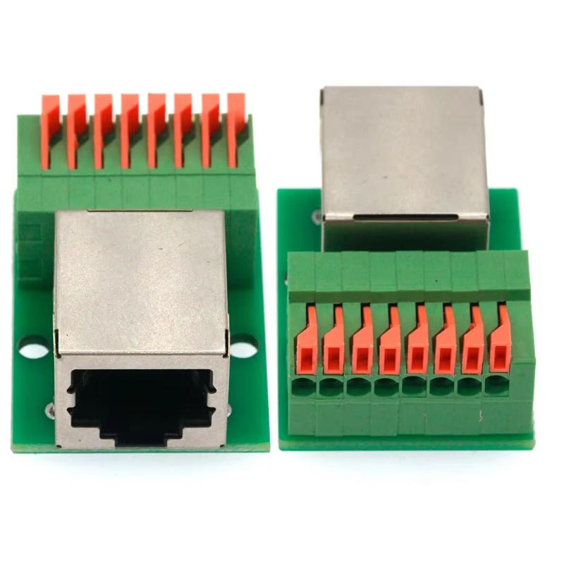 1Pcs Data Adapter Board Female Socket Guide Rail Installation Terminals Connector Rj45 Network Port Terminal Block Welding Free