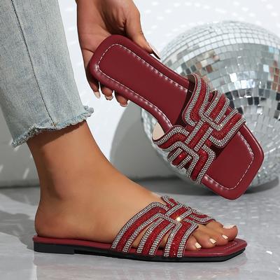 Trend 2026 Damen Hausschuhe Leichte Mode Hausschuhe Lässige Bequeme Schuhe Damen Quadratische Zehenpartie Flacher Absatz Sandalen Slides Damen