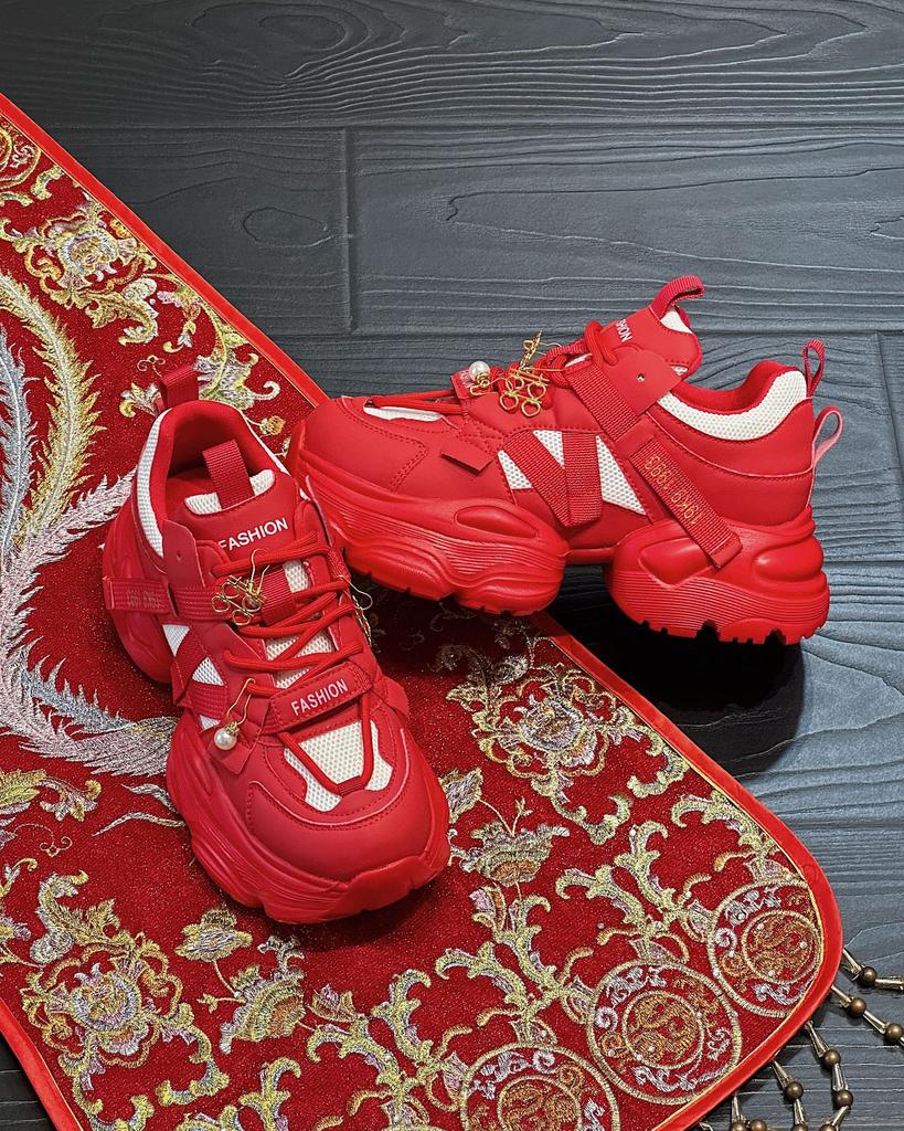 Daddy shoes women's shoes ins tide 2025 small 5CM foam thick-soled red sports and leisure wedding shoes retro trendy brand