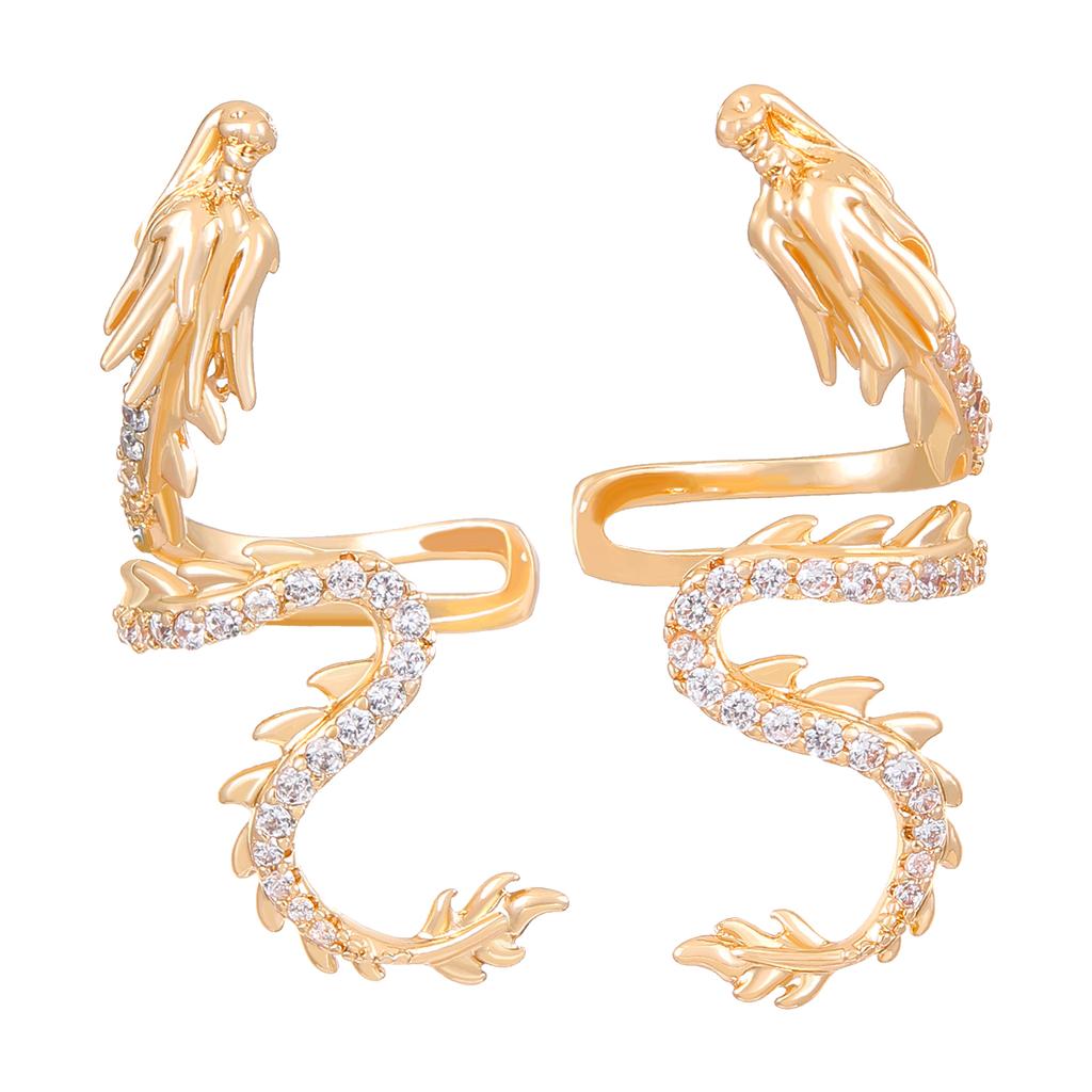 Dragon Shape Ear Clip Exquisite Earrings for Women and Men Clip On Earrings Crystal Dragon Ear Cuff Ornament for Daily