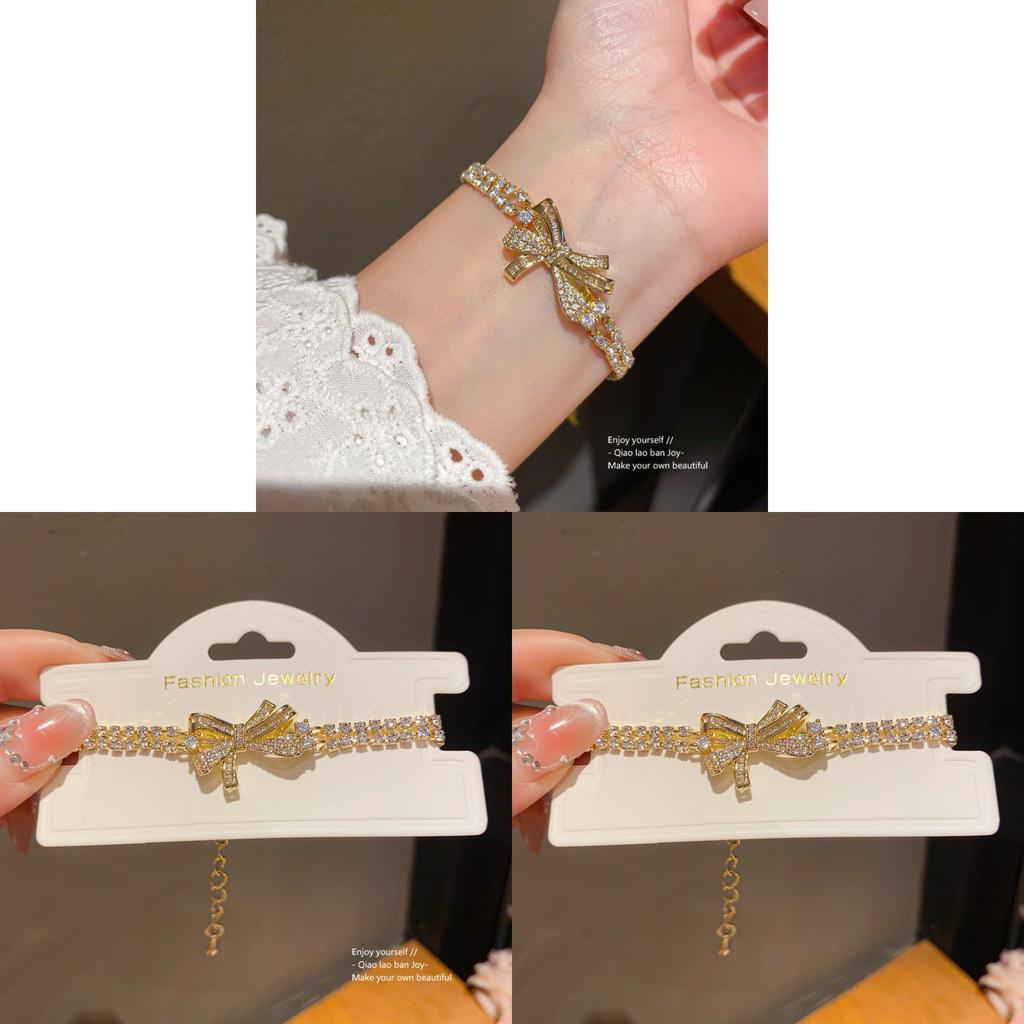 Fashion Zircon Double Layer Butterfly Charm Bracelet For Women Gift Wefare