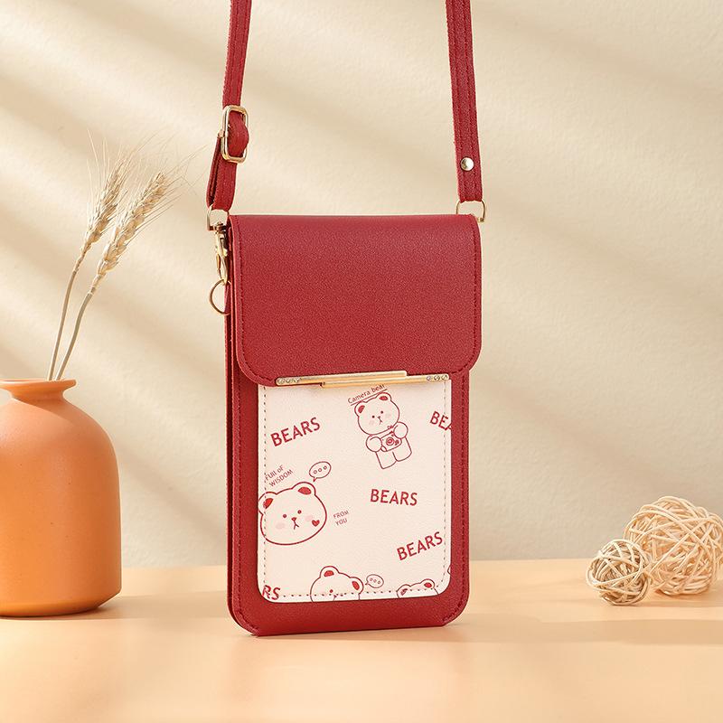 Touch Screen Mobile Phone Bag, Women'S Floral Printed Crossbody Bag, Fashionable Flip Bag