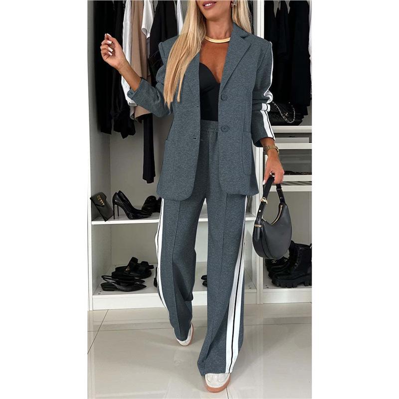 2026 Spring & Autumn Women's Long Sleeve Lapel Casual Suit Set (Two-Piece)
