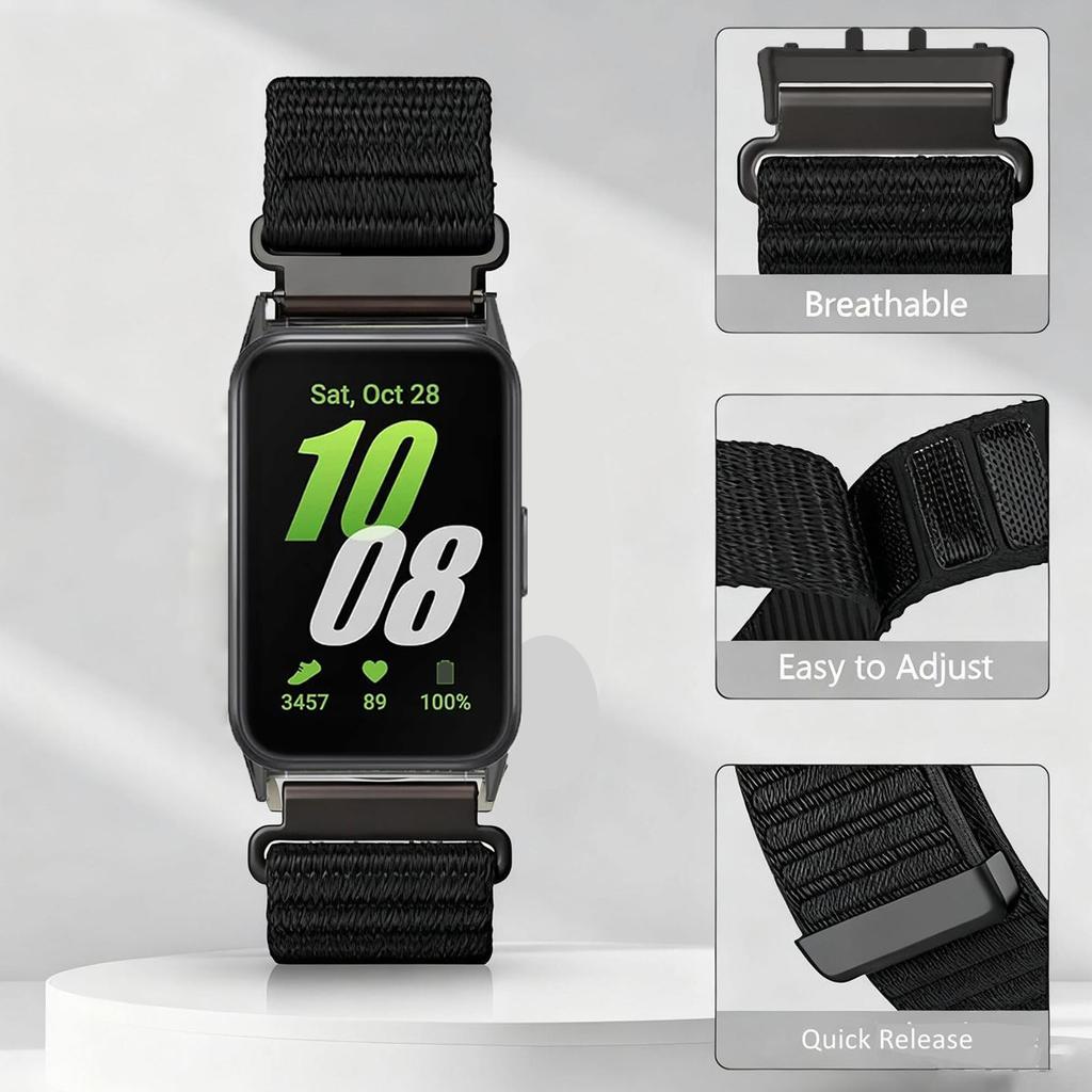 Para Samsung Galaxy Fit 3 Correa de Metal+Nylon para Accesorios de Smartwatch Samsung Fit3 Pulsera para Fit 3 SM-R390 Correa de Pulsera