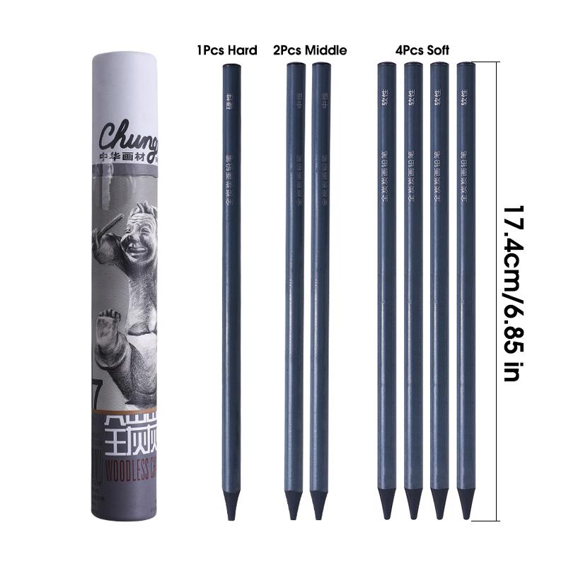 

Fine Arts Master Charcoal Pencil,Hard,Neutral,Soft Refills,Sketch Sketches Drawing Pencils,Art Student Supplies 7 Pcs Barrels 7 pcs set