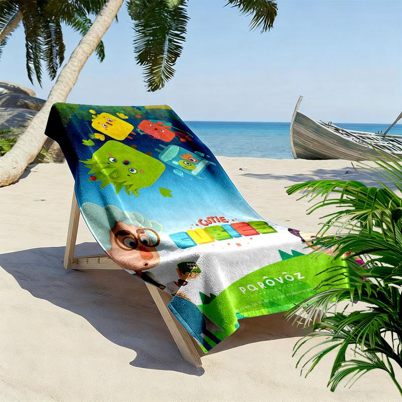 Cutie Cubies Print Beach Towel, Large Soft Quick Dry Towel for Beach Camping Swimming