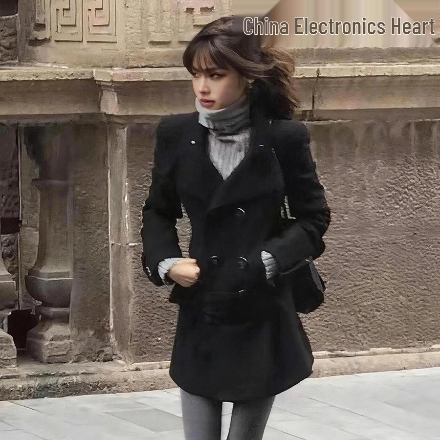 

Шерстяной тренч в стиле Хепберн: Двубортный, Приталенный, Универсальный для осени и зимы XL (For 58-63kg)