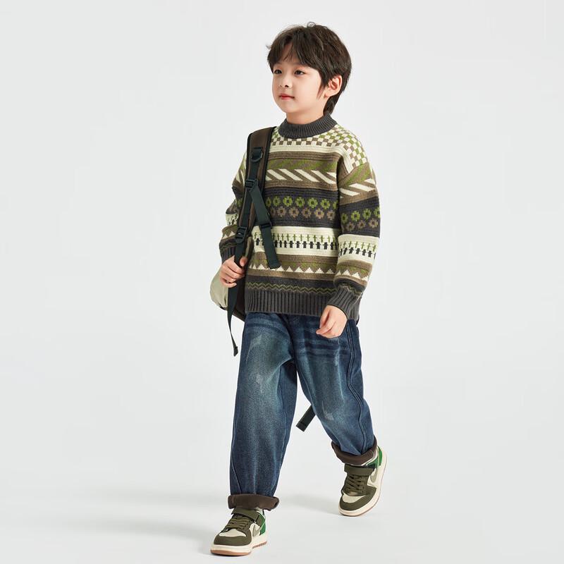 Duoduojia Boys  Geometric Knit Sweater 110