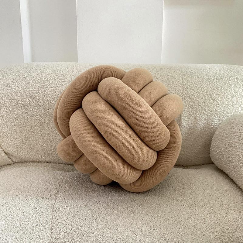 Nordic Wool Ball Pillow With Knitted Texture For Home Decor And Lounge Comfort