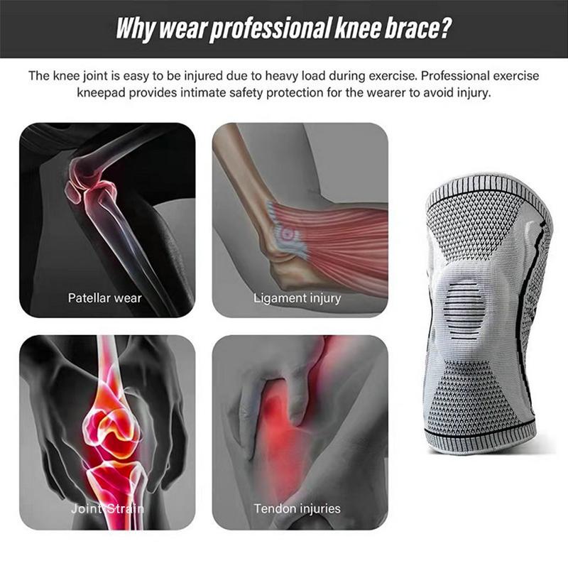 Men's and Women's Nylon Sports Silicone Knee Joint Protective Cover Basketball Men's Knee Professional Fitness Running Protective Gear