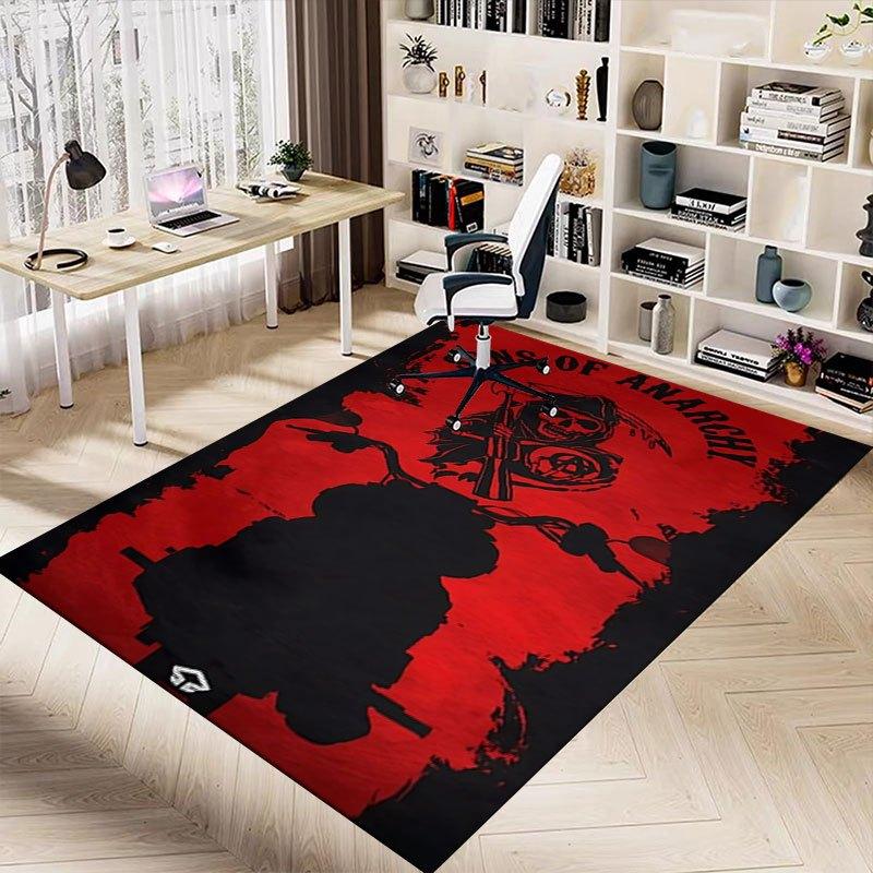 1pc Sons of Anarchy themed Office Carpet Chair Mats - durable polyester rug for home theater, office, dorm room decor - tA57