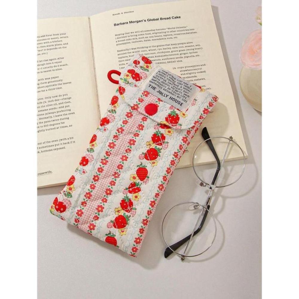 New Pink Heart Small Glasses Bag Flower Bear and Strawberry Pencil Pouch Cute Sweet Women Makeup Bag Gifts