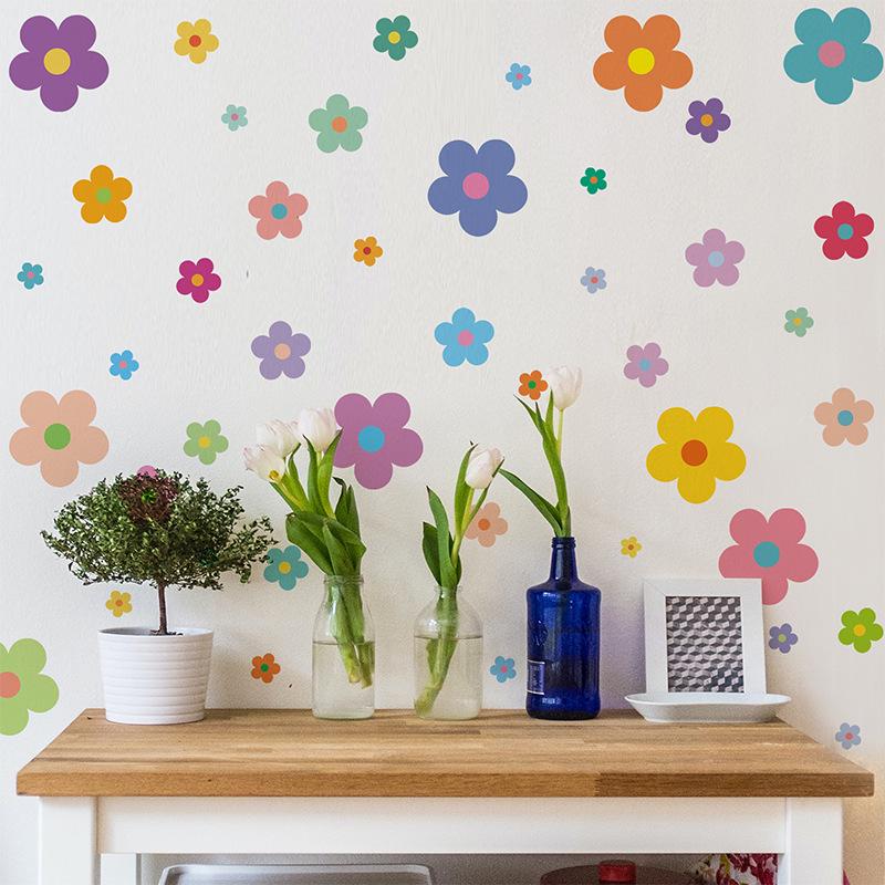 Colorful Flower Wall Stickers for Children's Bedroom, Bedside, Wardrobe, and Kindergarten Classroom