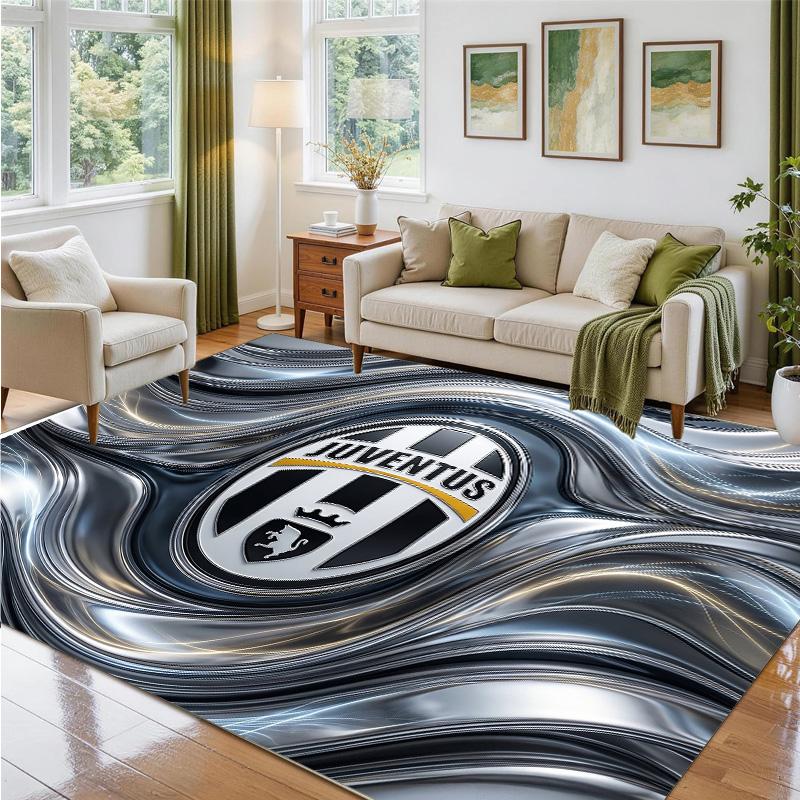 Juventus FC Design Crystal Velvet Rug Soft Decorative Mat for Bedroom Entrance