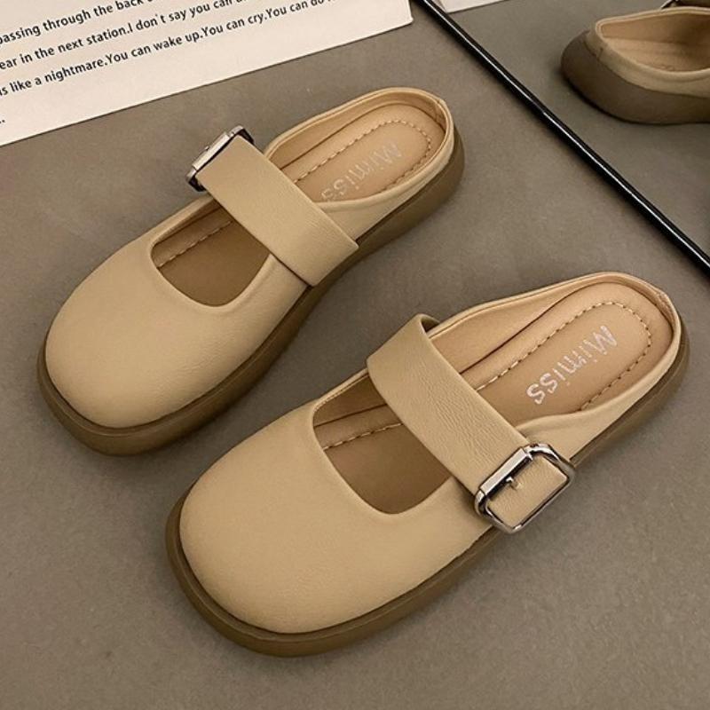 Women's summer outdoor closed-toe semi-slip-on sandals|slip-on thick-soled casual mules