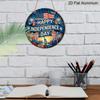 2D Flat, 1pc Round Aluminum "Happy Independence Day" Sign, Patriotic USA Flag & Statue of Liberty Metal Plaque, Vintage Distressed Style, Perfect for
