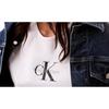Calvin Klein Comodo Vestito Senza Maniche con Girocollo e Logo a Lettere Abiti Donna Bianco Brillante 40281WP-110