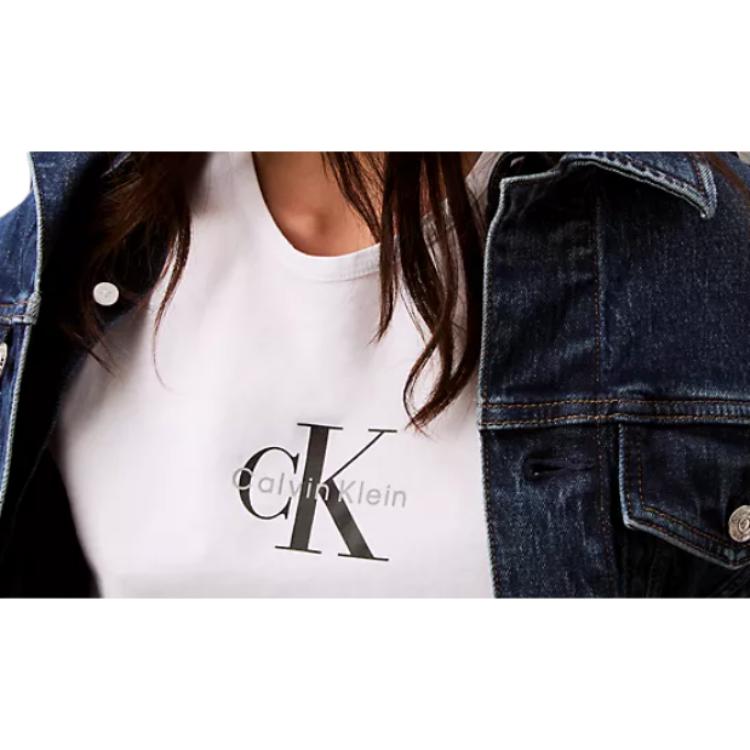 Calvin Klein Comodo Vestito Senza Maniche con Girocollo e Logo a Lettere Abiti Donna Bianco Brillante 40281WP-110