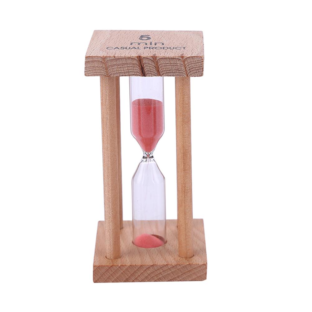 

5 Minutes Wood Sand Timer Multi-Function Wooden Hourglass Decorative Sandglass Timer Desktop Clock for Game School Office червоний