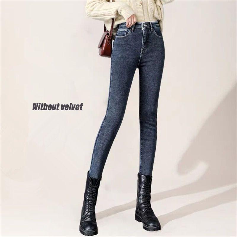 

Зимние теплые джинсы-карандаш на флисовой подкладке женские стрейч леггинсы с высокой талией вакерос одежда для снега повседневные винтажные утолщенные джинсовые брюки 24