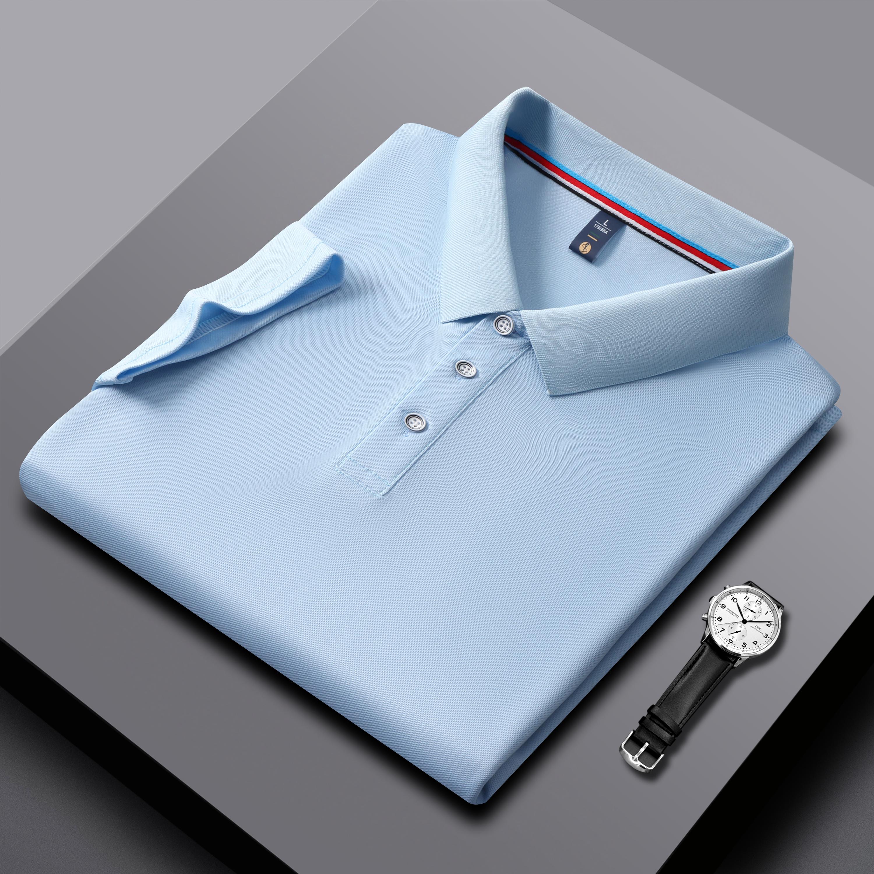 Treasure T-shirts Polo shirts voor heren en dames Zomer Nieuw T-shirts met revers Zakelijke Merken Hoge kwaliteit Vochtregulerend Trend Merken Korte mouwen M hemelsblauwe kleur
