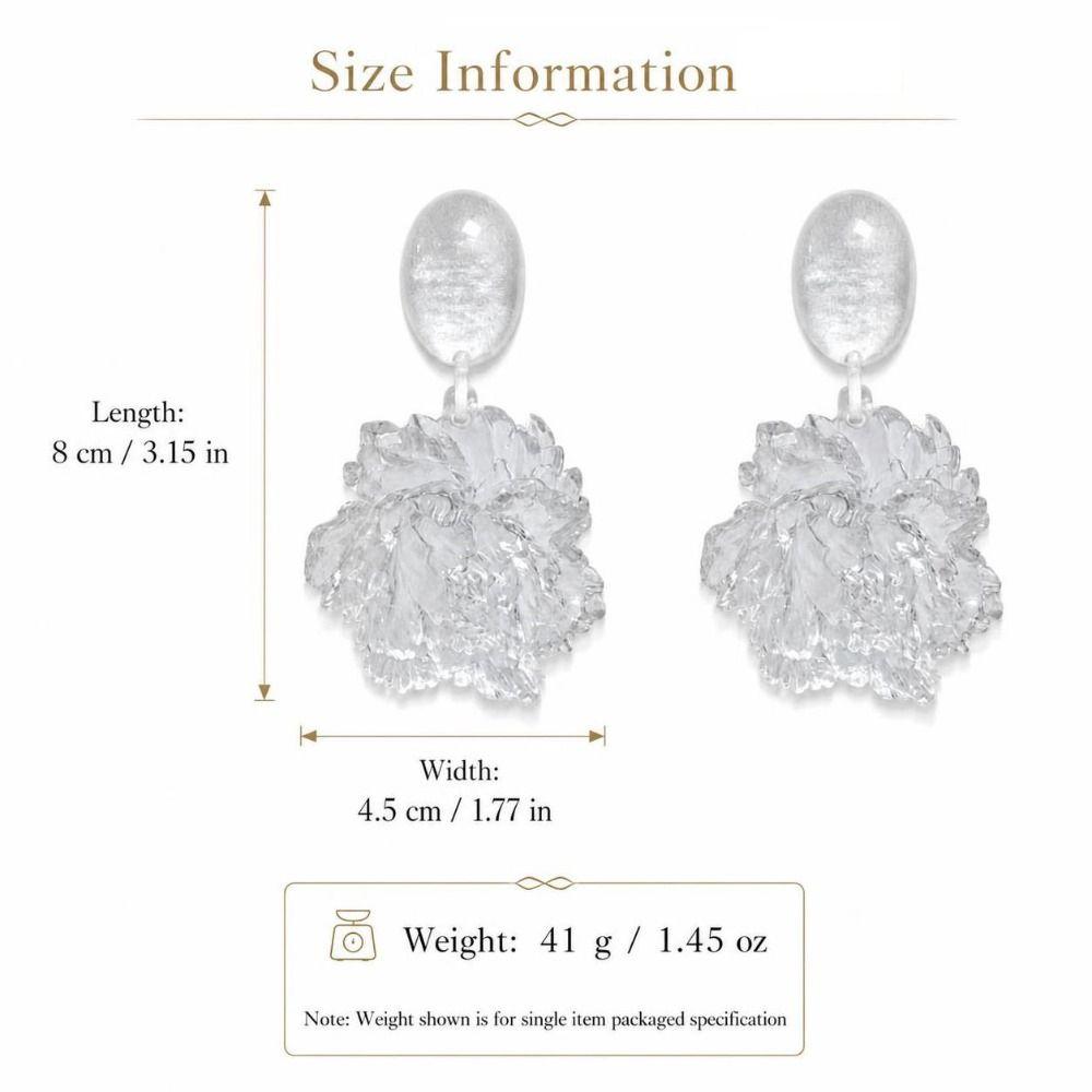 3D Flower Flower Dangle Earring Clear White Statement Earring New Camellia Flower Earring Women