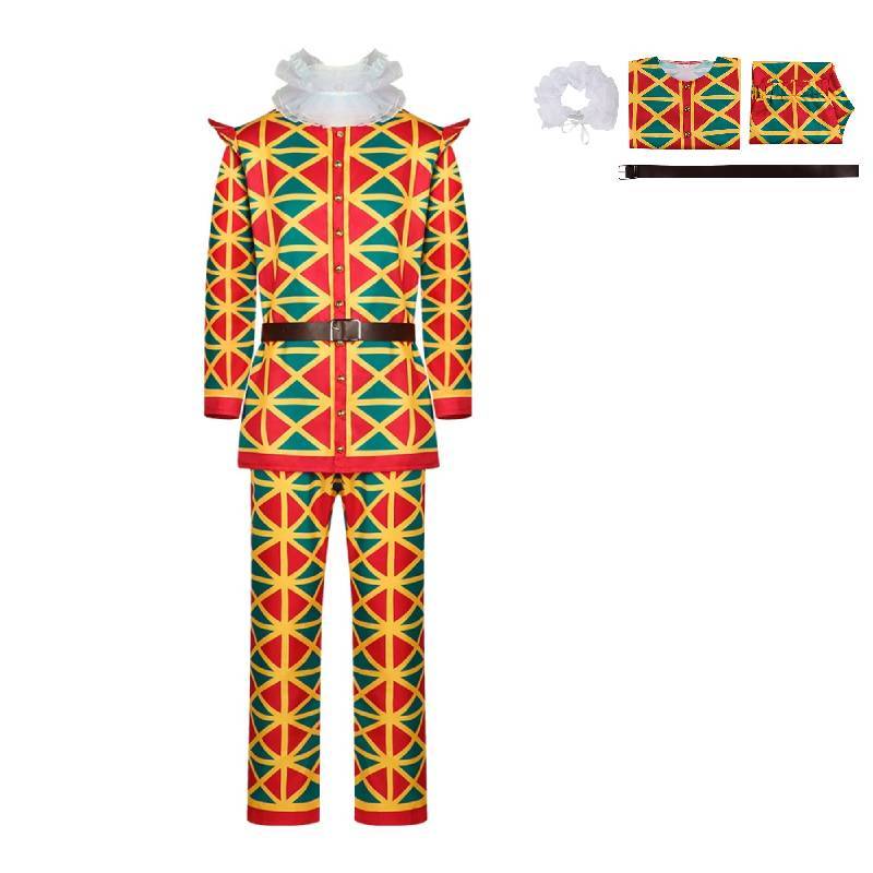 Medieval Clown Cosplay Costume For Circus Performances With Soft Wool Fabric For Adults