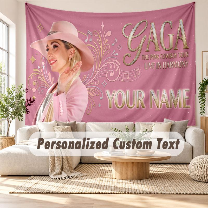 Custom Name Wall Hanging Tapestry,Lady Gaga Decorative Backdrop Tapestry For Dorm Home