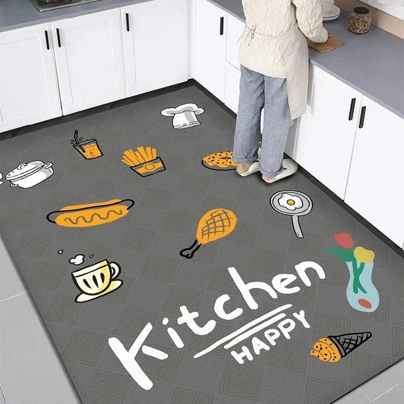 Kitchen Carpet Pvc Floor Mat Waterproof Non-slip Leather Mats Home Decoration Cartoon Rug Large Area Rugs Alfombra Cocina