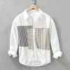 Japanese Striped Casual Long Sleeve Men's Shirt - Autumn Loose Fit with Turn-Down Collar