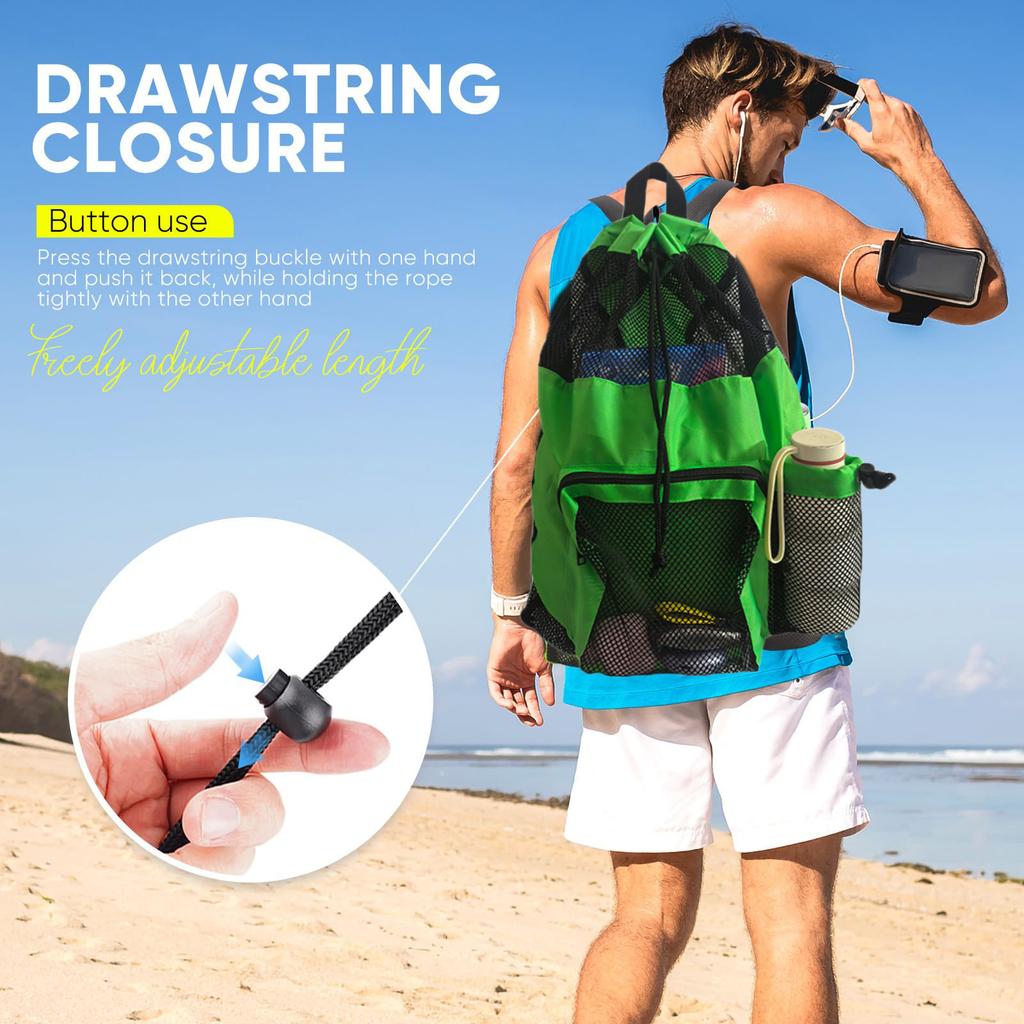 Outdoor swimming bag mesh drawstring backpack beach backpack with wet bag