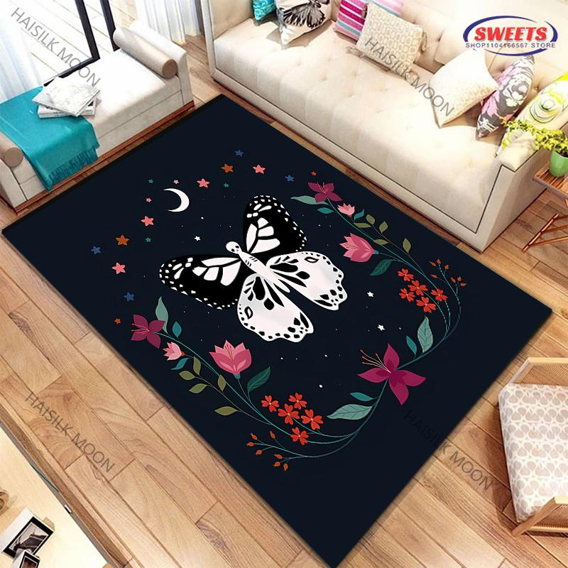 1PC Sun Moon Starry Sky Flower Grass Theme Printed Carpet ! Rug for Living Rooms Bedrooms, Office Areas, Four Seasons Mat Gifts