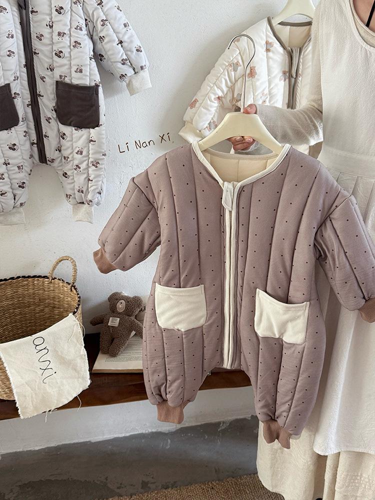 

Стёганый хлопковый детский ромпер для ползающих малышей - Плотный, тёплый, для ношения осенью/зимой 100 cm