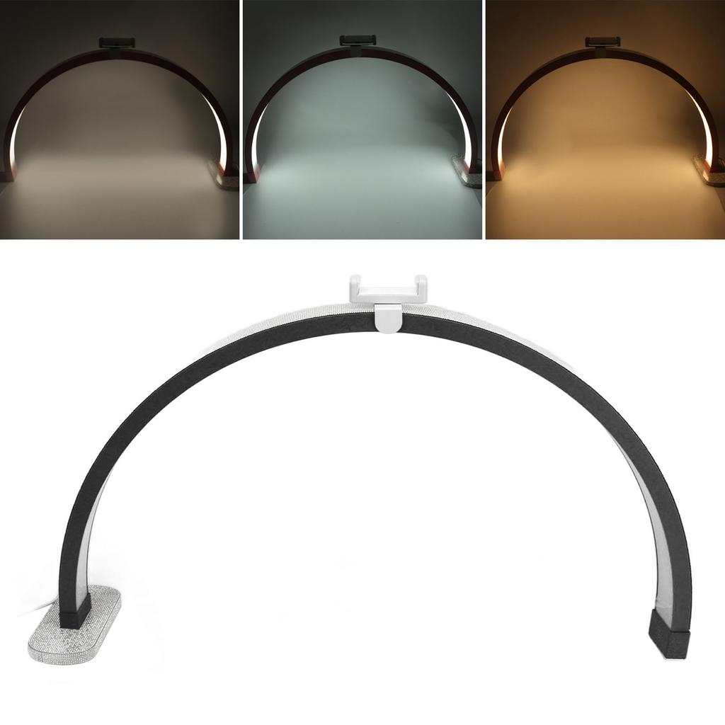 29.5 Inch LED Half Moon Nail Desk Lamp 40W Half Moon Nail Desk Light 32005600K Touch Key Fill Light with Phone Clip