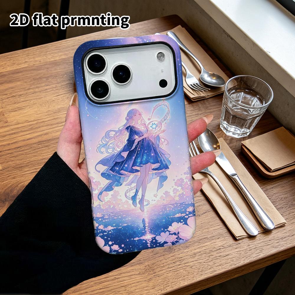 Phone Case: 2D Flat Design Suitable for iPhone 18 17 16 15 14 13 Pro Film Protective Case, Couple Style, Music Girl, Christmas and Halloween Gift
