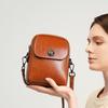 Oil Wax Cowhide Leather Mobile Phone Bag, Small Satchel, Light Commuter, Versatile Women's Large-capacity Messenger Bag