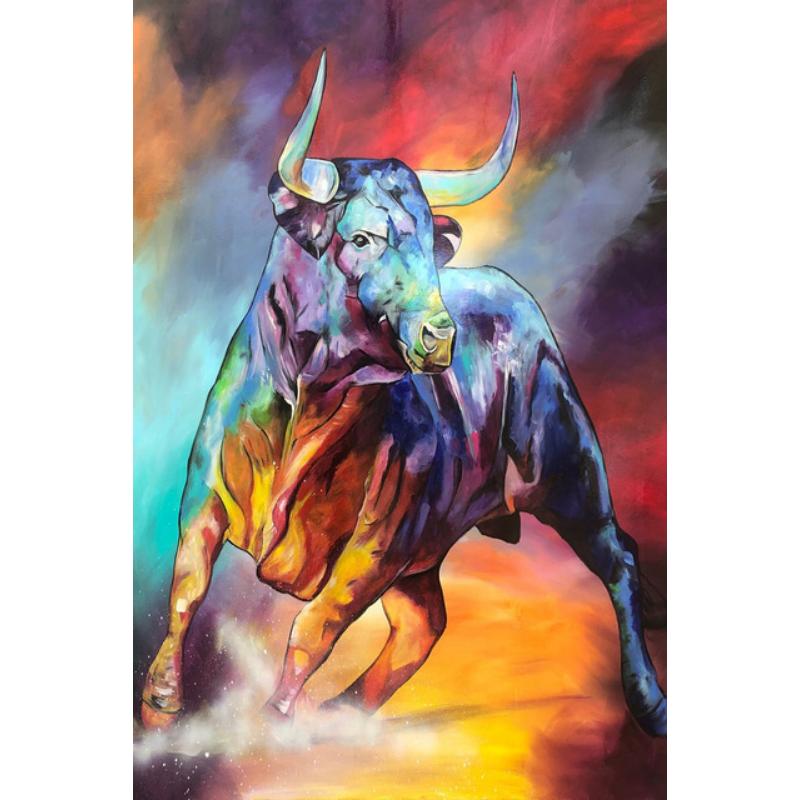 Abstract Animal Canvas Painting Wall Art Colorful Cow Posters and Prints Modern Living Room Home Decoration Pictures No Frame