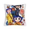 Horror Cartoon Coraline Pillowcase Printing Polyester Cushion Cover Decor Throw Pillow Case Cover Home Square 45*45Cm