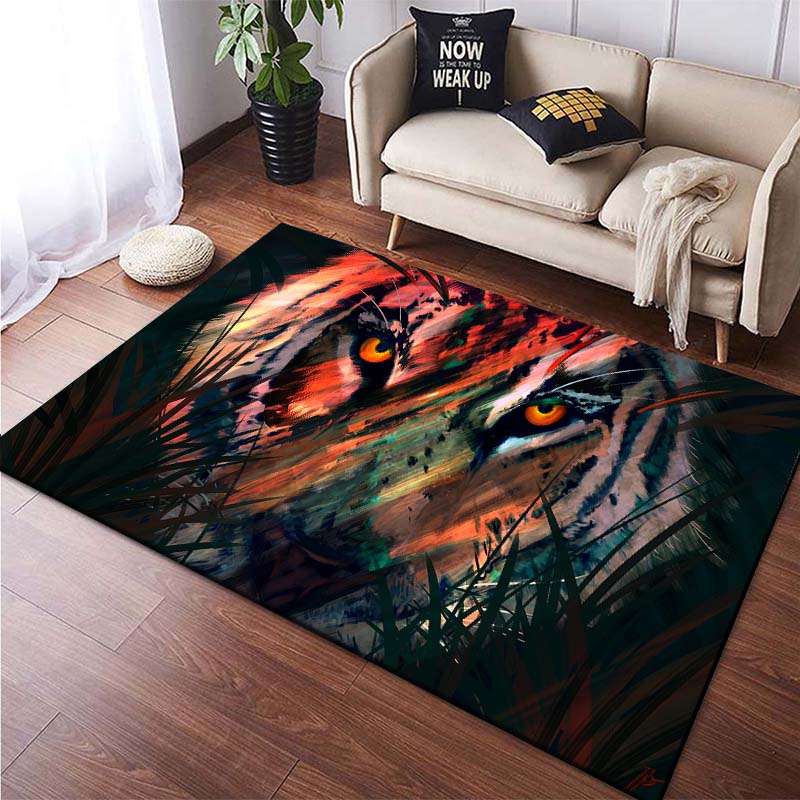Tiger Print Rug Wild Animal Fur Pattern for Living Room Home Decor Area Rug Skin Fur Luxury Soft Carpet Perfectly In Bedroom