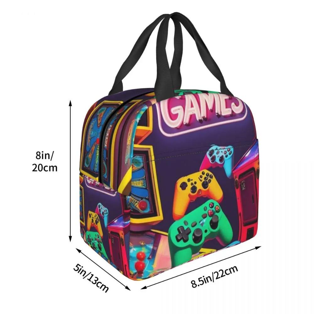 Fluorescent Neon Games Console Insulated Lunch Bag for Women Kids Leakproof Food Boxes Thermal Lunch Box Tote