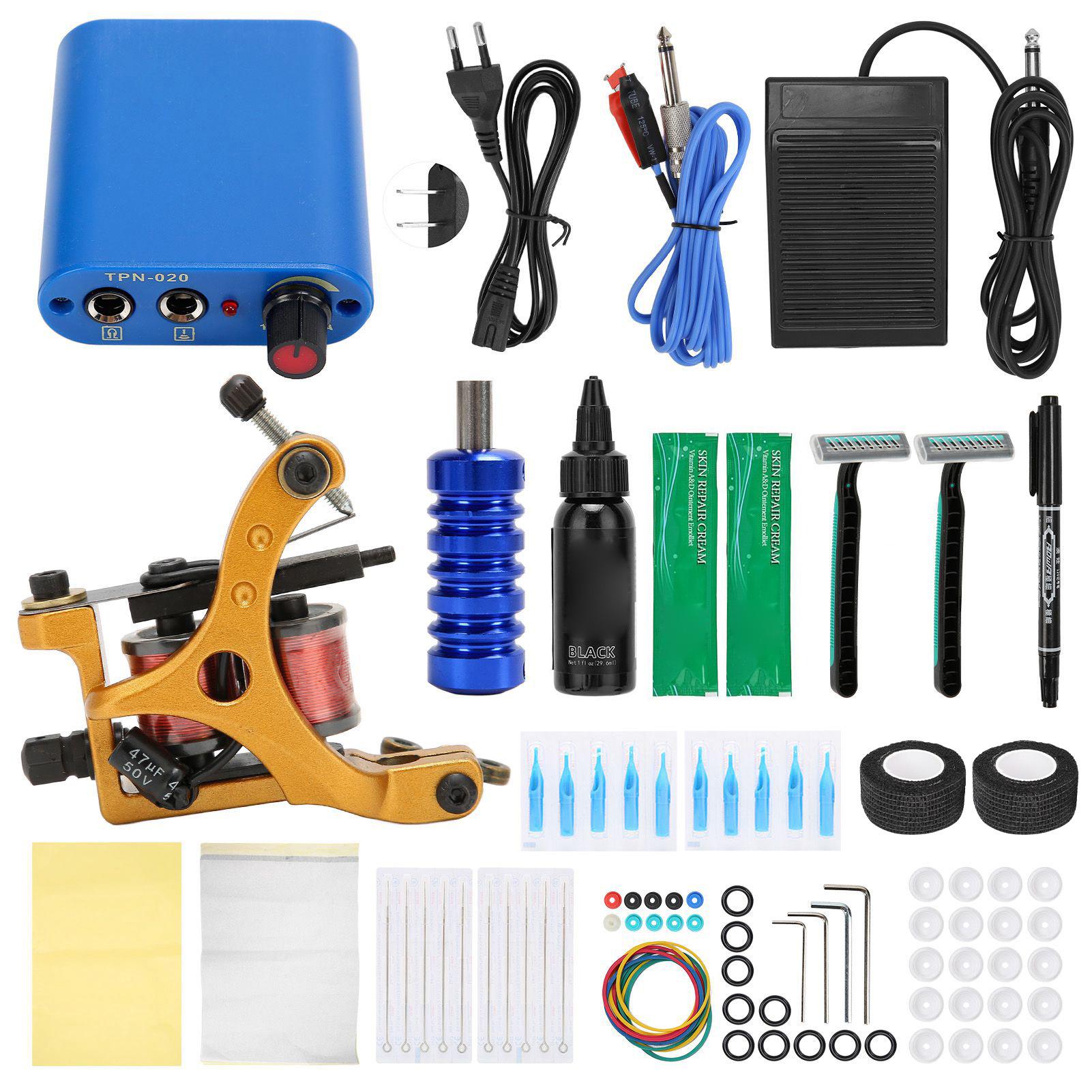 

Полный набор тату-машинок Мини-блок питания для татуировки 10 витков Комплект тату-катушек 90‑265 В