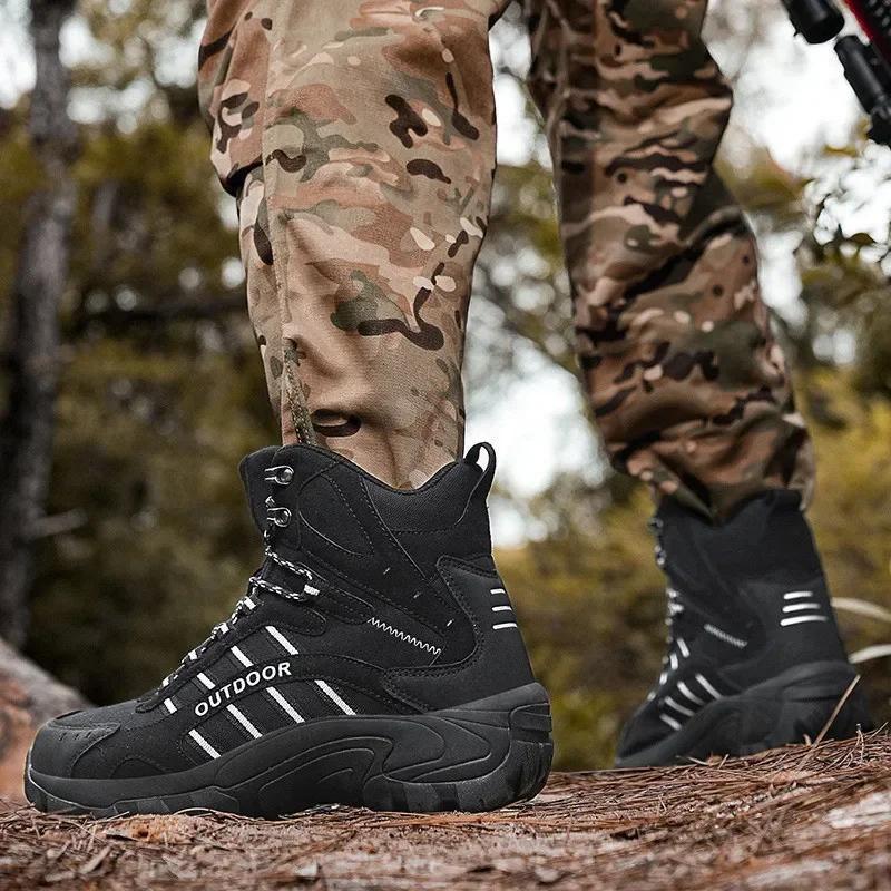 High-quality Waterproof Boots for Men Platform Tactical Boots Plus Size Outdoor Sports Hiking Boots Men Botas Senderismo Hombre