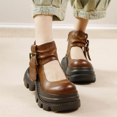 High Quality Handmade Thick Soled Shoes Women's Shoes Genuine Leather Platform Sandals