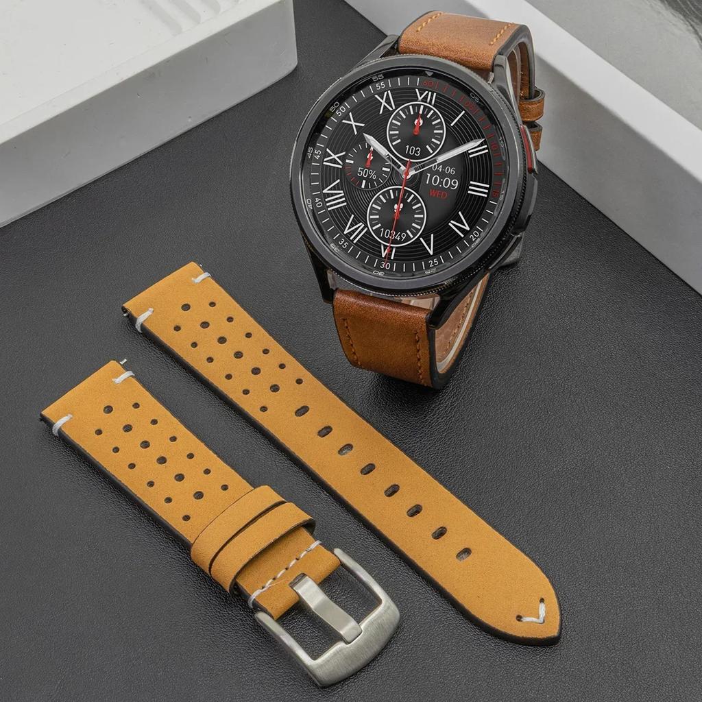 2 szt. 20mm Skórzany Oddychający Pasek dla Samsung Galaxy Watch 7 6 5 4 40/44mm 6Classic 5Pro Pasek 22mm dla Huawei GT5 3 4Pro Pasek do Zegarka