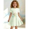 Girls 3D Crew Neck A-line Dress, All-over Print of HAPPYBIRTHDAY Cake Letters, Perfect for Parties and Birthday Gifts.