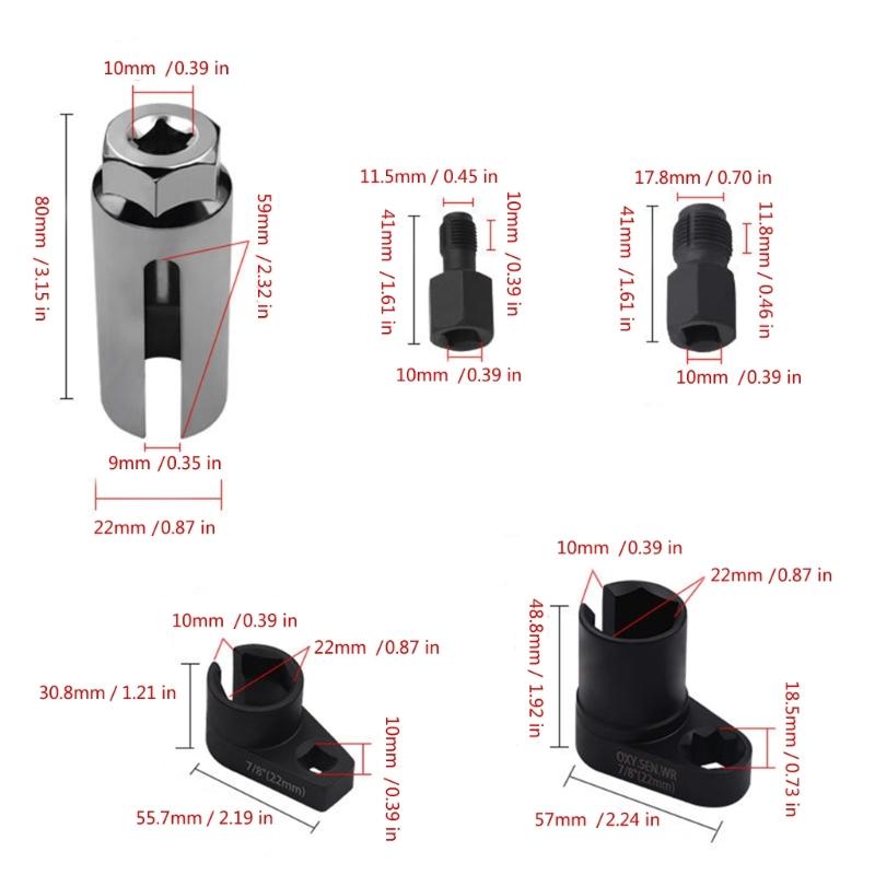 5Pcs Automotive Oxygen Sensors Removers Oxygen Sensors Socket Removal Tool Socket for Removing Install Oxygen Sensors